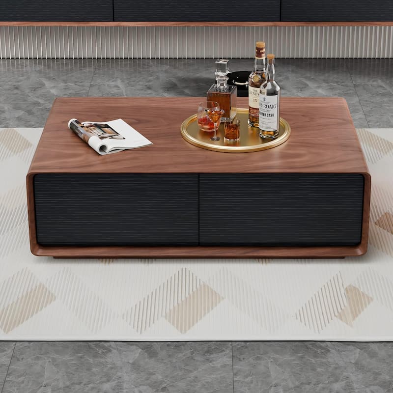 Modland 47" Handmade Modern Coffee Table with 4 Drawers & Rounded Corners - 47.24 - Black