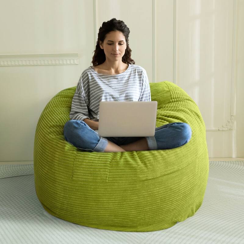 Corduroy Bean Bag Chair, Convertible Chair Folds from Bean Bag to Bed