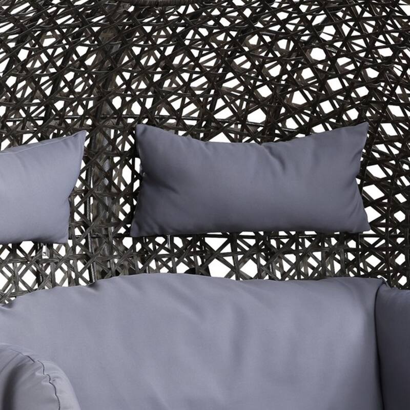 Patio Swing Chair with Tubular Stand and Wicker Weaving, Black