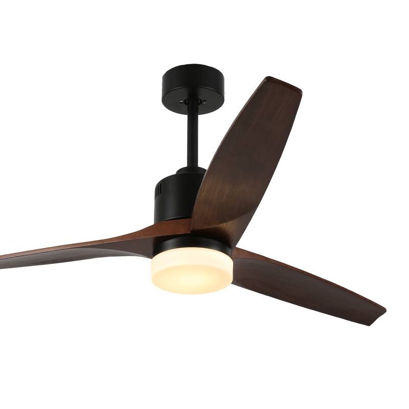 CurveCurio 52 inches Farmhouse Wood Ceiling Fan with 3 Light Tone and 3 Fan Speed, LED Kit and Remote Control Included