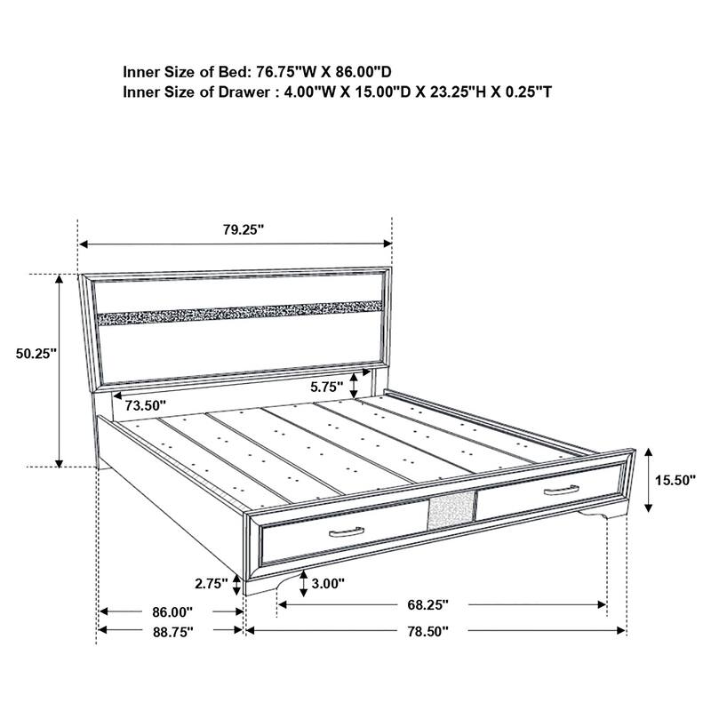 Miranda Contemporary Wood Storage Panel Bed