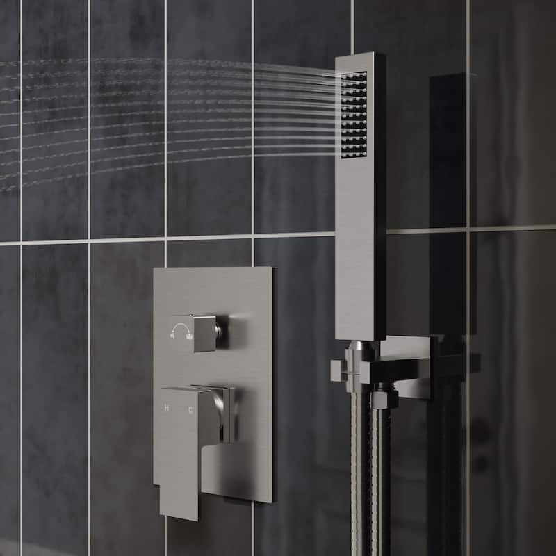 GRANDJOY Shower System 10" High Pressure Rainfall Shower Head with Handheld Spray Combo