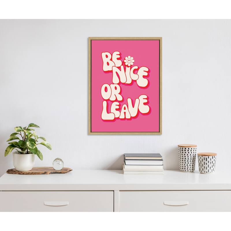 Kate and Laurel Sylvie Be Nice or Leave Framed Canvas by Honey Island Studio