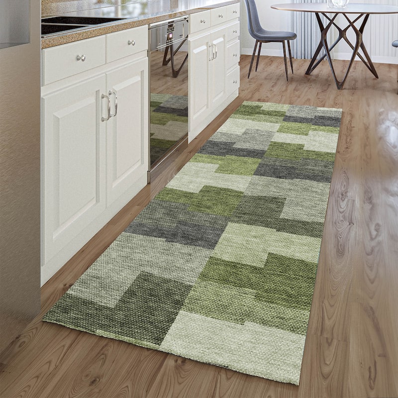 Premium Washable Super Soft Contemporary Mayfield Rug - Olive - 2' 3" x 7' 6" - Runner