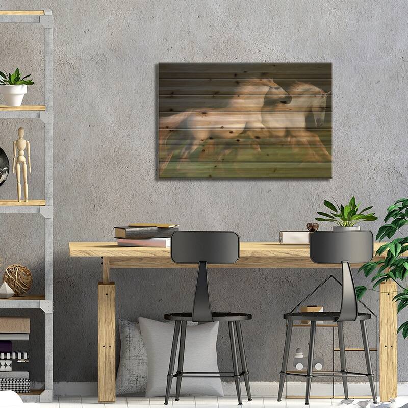Gallop For Two Print On Wood by Milan Malovrh - Multi-Color