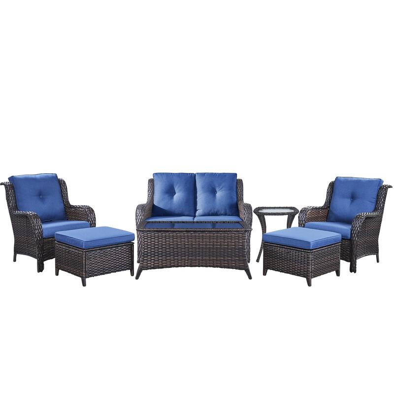 Outdoor Loveseat Sofa with Chair Ottoman Table