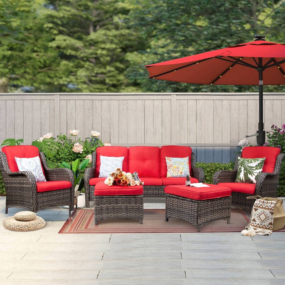 Cozywor 5-Piece Wicker Outdoor Patio Conversation Set
