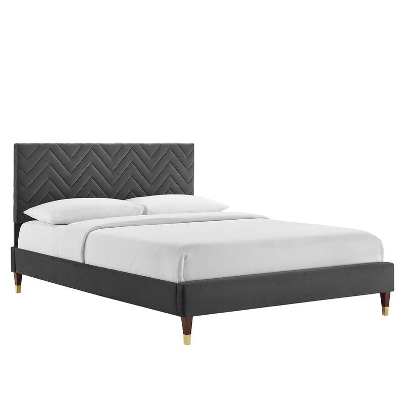 Leah Chevron Tufted Performance Velvet Twin Platform Bed