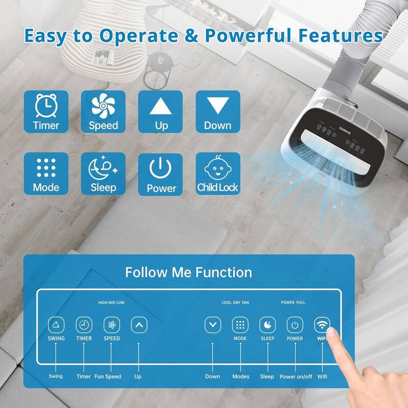 14000BTU Portable Air Conditioner with Remote Control