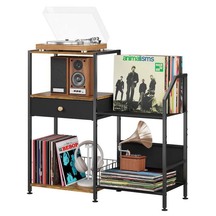 3 Tier Record Player Stand - 31.7 in * 33.1 in * 11.8 in - 31.7 in * 33.1 in * 11.8 in - Brown - MDF