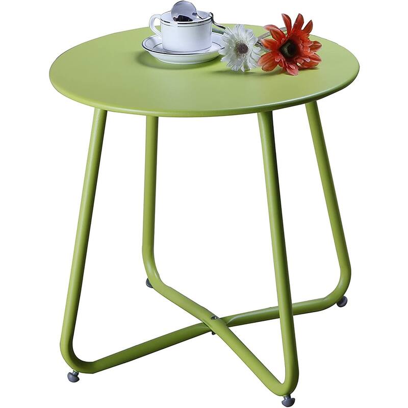Clihome Outdoor Modern Steel Round Accent Side Table