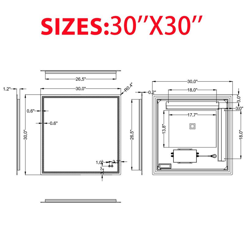 CB HOME Bathroom Mirror with Lighted, LED Wall Mounted Anti-Fog Bathroom Vanity Mirror, Backlit&Front Lighted,Frameless,Dimmable