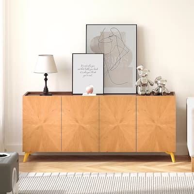 3" Sideboard Cabinet 4 Doors Kitchen Storage Buffet Oak - 62 inches