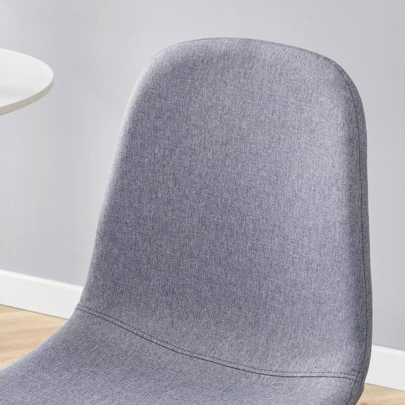 Linen Dining Chair Set of 4 Armless Dining Chair with Metal Legs Kitchen Chair with Round Back Interior Side Chair