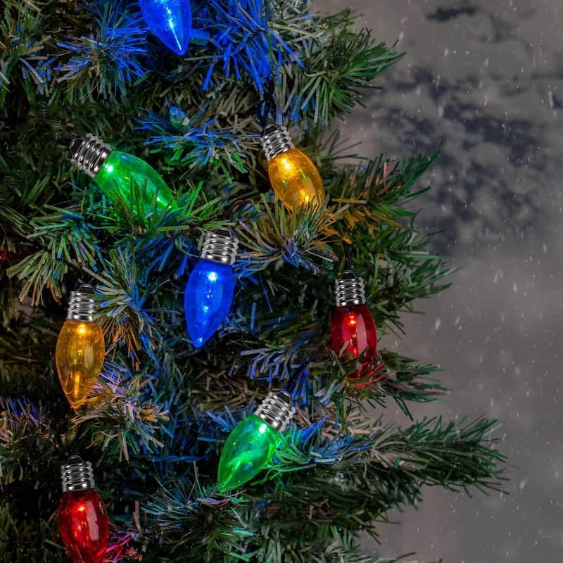 Holiday Big Light - Solar Multi-Colored LED Outdoor Christmas Bulb String Lights - 1 Pack