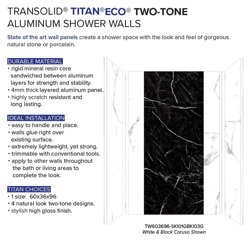 Transolid TWKE603696 Titan 60-in x 36-in x 96-in Eco Shower Wall Kit - 60x36x96
