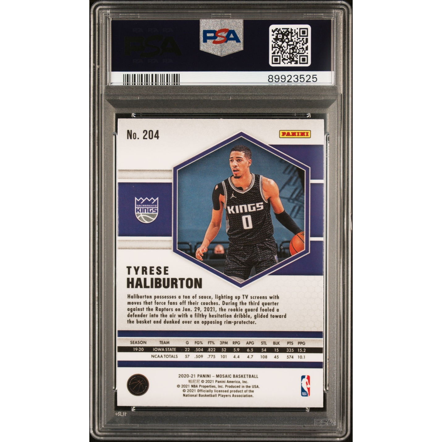 Tyrese Haliburton 2020 Panini Mosaic Basketball Rookie Card