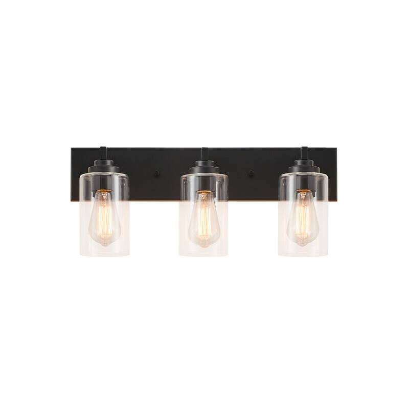 KAWOTI 3-Light Bathroom Vanity Light with Clear Glass Shade