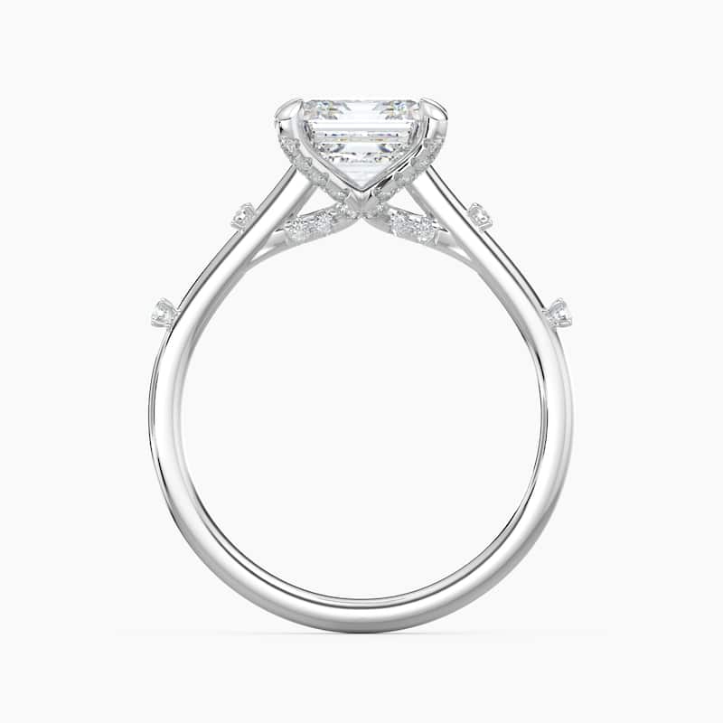 Auriya 14k Gold Petite Diamond Station Asscher Lab Grown Engagement Ring 1.00 to 5.00 ct. tw. (F-G, VS)
