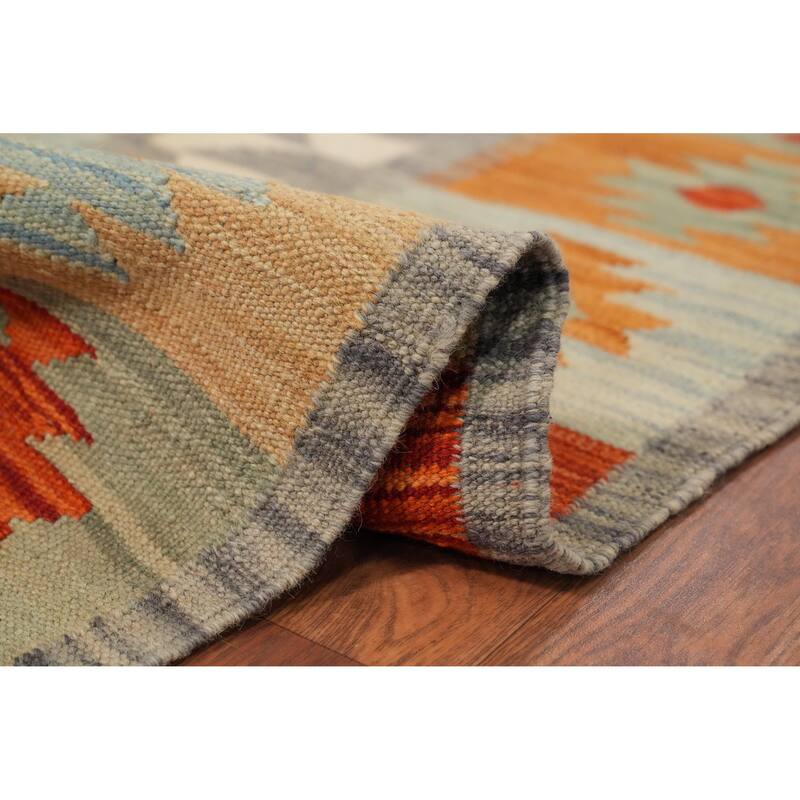 Hand Woven Oriental 100% Wool Carpet Southwestern Tribal Multi-Colored Kilim Area Rug - 11' 3'' X 8' 3''