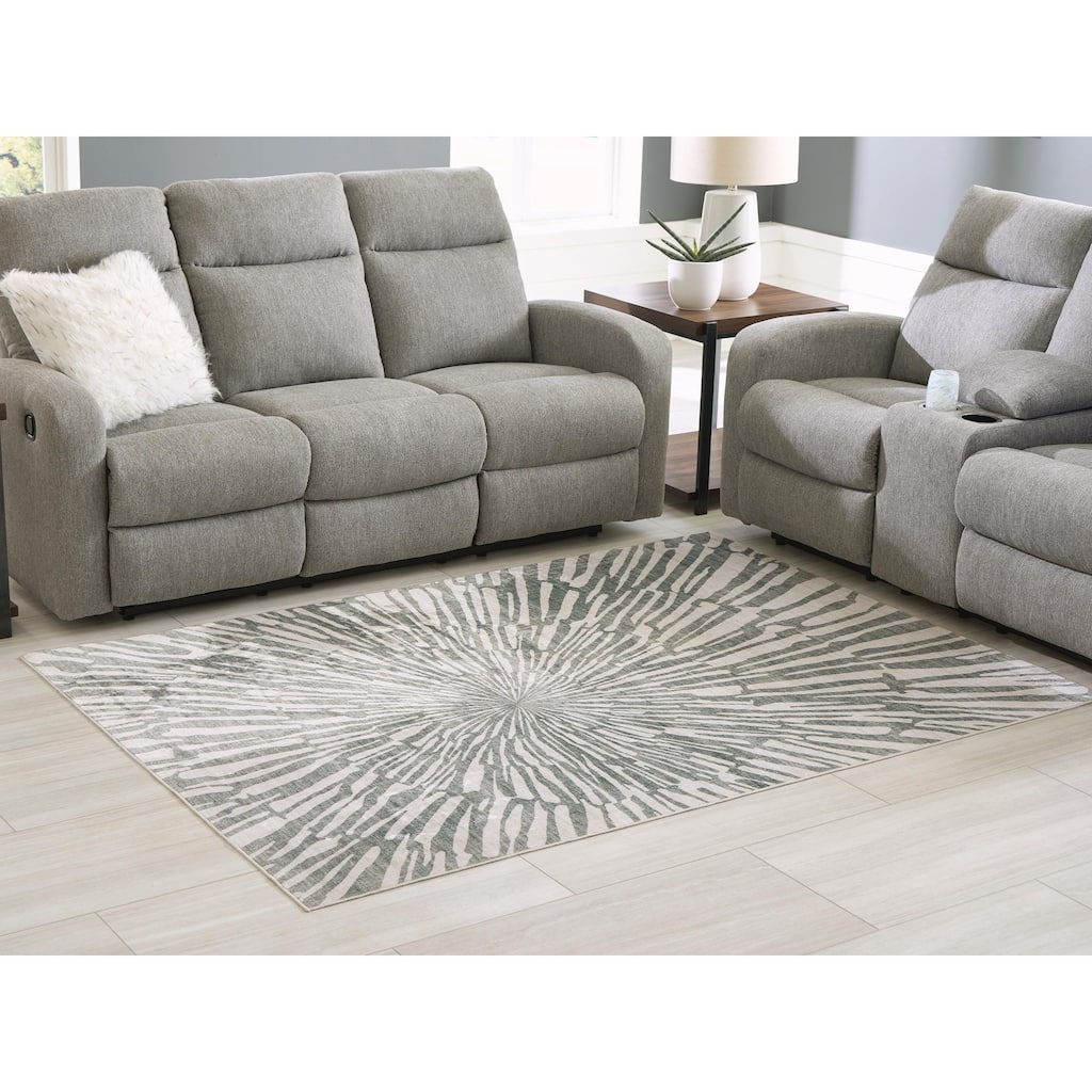 Signature Design by Ashley Verland Gray/White Washable Area Rug