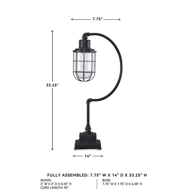 Jae Antique Black 33 Inch Metal Desk Lamp