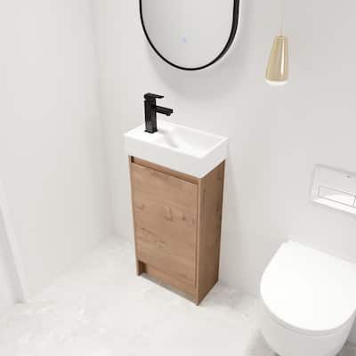 Malwee 16" FreeStanding Bathroom Vanity, Mini Floor Stand Bathroom Vanity with Sink,Soft Close Door and Adjustable shelf
