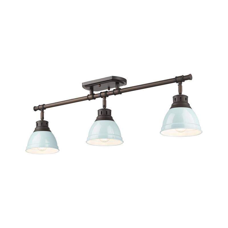 Yep by Golden Lighting Duncan 3-light Semi-Flush Mount in Rubbed Bronze and Seafoam shade - Rubbed Bronze - 3-Light Semi-flush