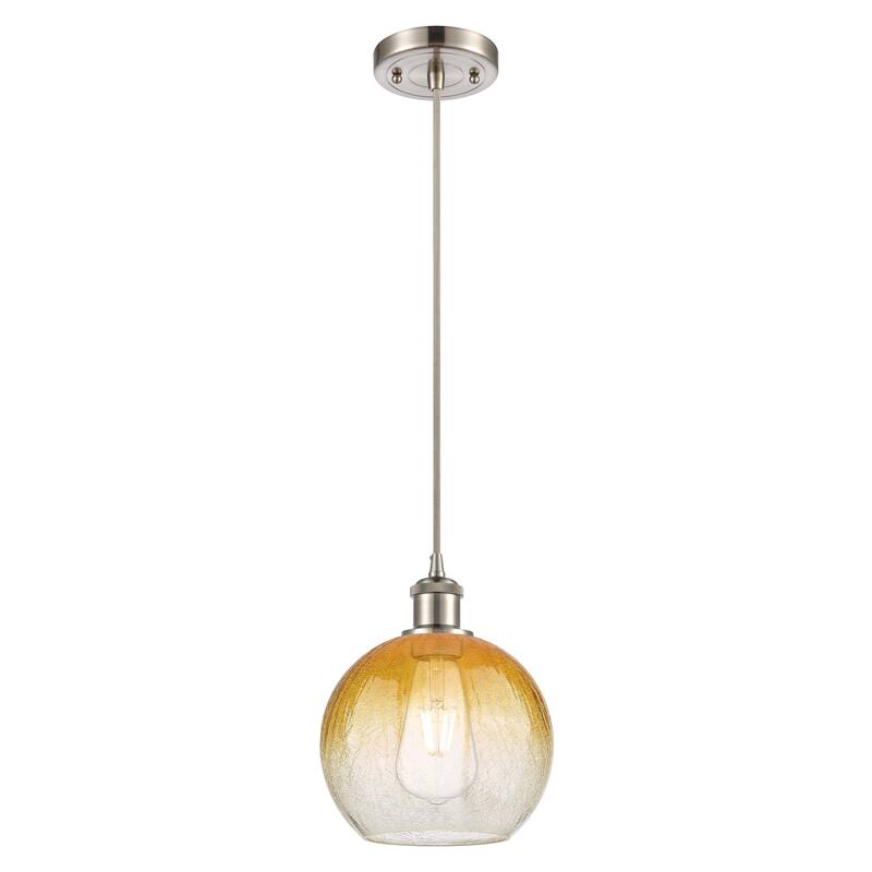 Innovations Lighting Endless Possibilities Ballston - Brookhaven Globe - 1 Light 8" Cord Hung Mini Pendant - Amber/Brushed Satin Nickel