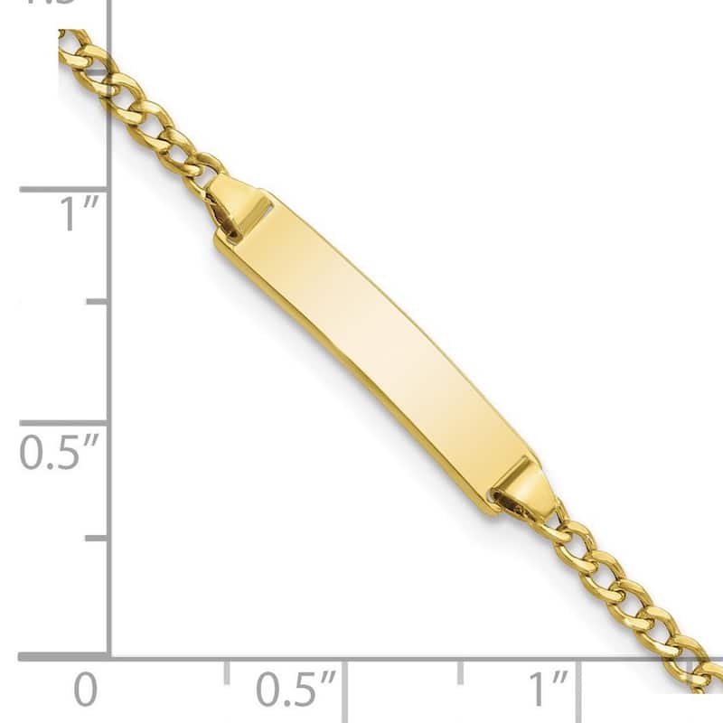 Curata 10k Yellow Gold 4.44mm Engravable Semi solid Curb Link ID Bracelet - 7" or 8"