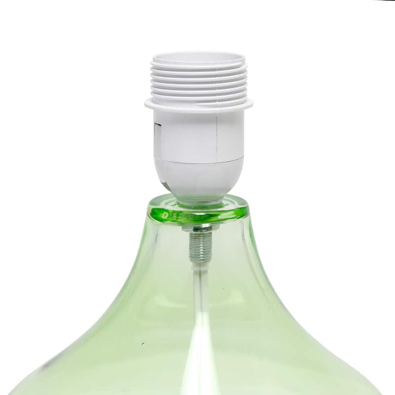 13.75" Decorative Glass Accent Table Lamp with Soft Fabric Shade Perfect for Living Room or Bedroom - 9"L x 9"W x 13.75"H