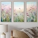 preview thumbnail 7 of 11, Designart "Wild Flowers Meadows" Flower Field Framed Art Set of 3 - Traditional Wall Art Set Purple Wall Decor 3 Pieces 36 in. W x 28 in. H - 3 Panels - Brown