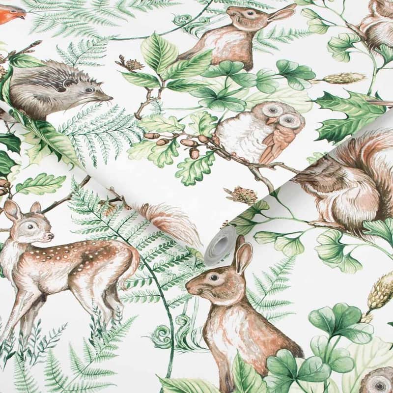 Woodland Animals Natural Wallpaper