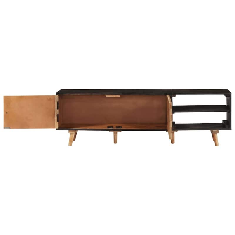 vidaXL TV Stand 55.1"x11.8"x17.7" Rough Mango Wood and Solid Wood Acacia - 55.1" x 11.8" x 17.7"