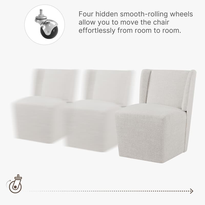 Spruce & Spring Iris Modern Upholstered Fabric Dining Chair with Casters