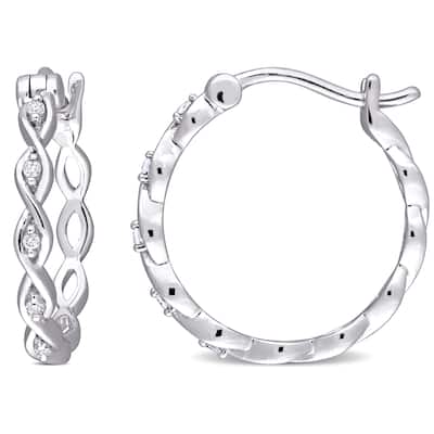 Miadora 10k White Gold Diamond Accent Infinity Hoop Earrings