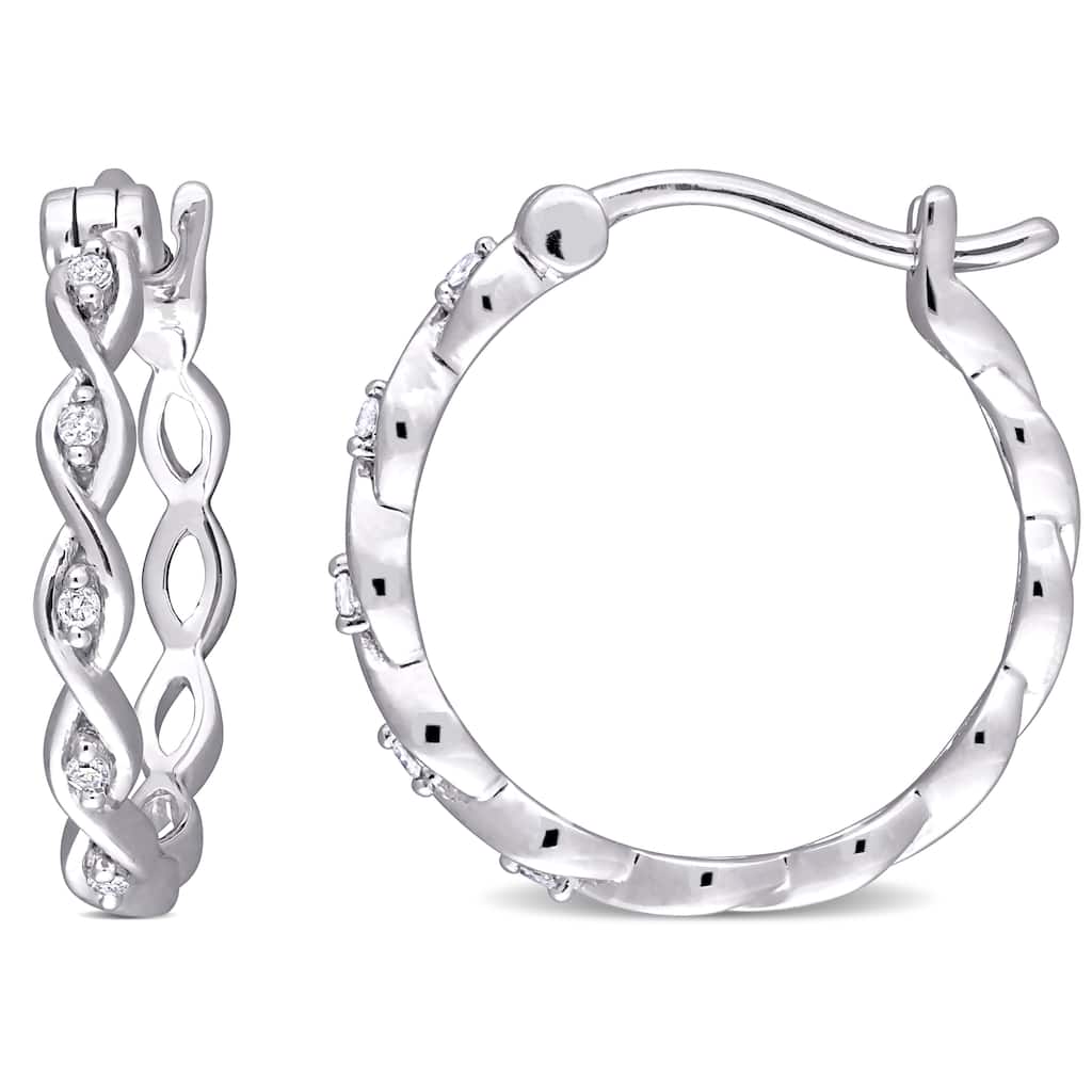 Miadora 10k White Gold Diamond Accent Infinity Hoop Earrings
