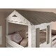 preview thumbnail 3 of 1, White Twin over Twin Size Solid Wood Bunk Bed with Roof and Ladder for Kids, Boys and Girls, Bedroom