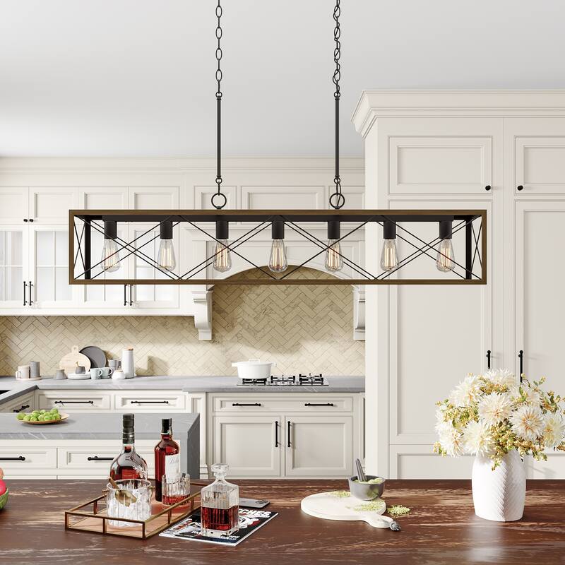 Acroma Farmhouse 7-light Linear Rectangle Chandelier