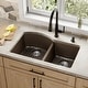 preview thumbnail 17 of 17, Karran Undermount Quartz 32 in. 60/40 Double Bowl Kitchen Sink Kit