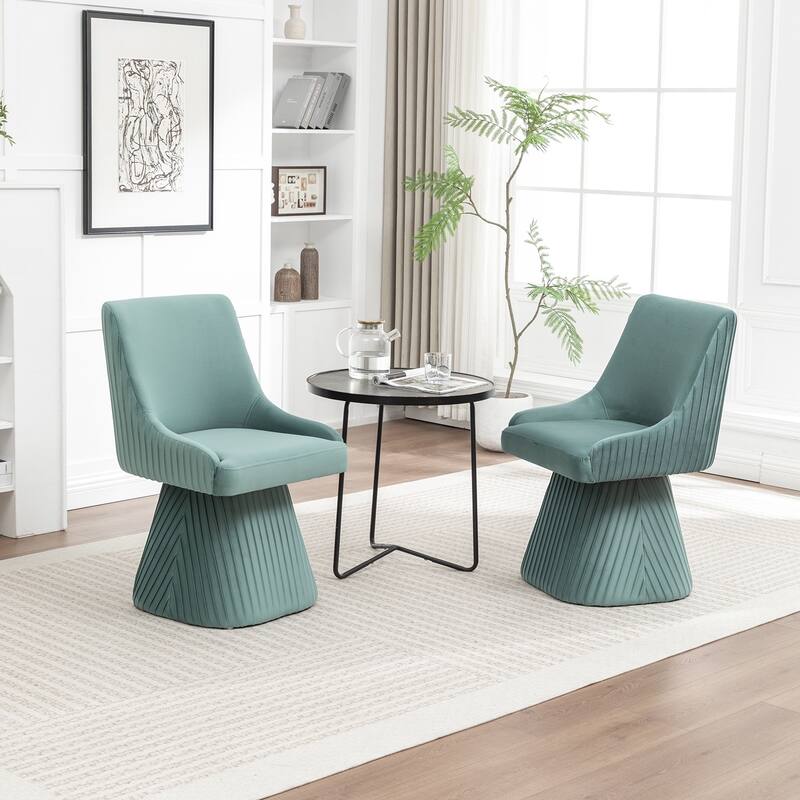 SEYNAR Modern Velvet 360 Degree Swivel Armless Dining chair Set of 2