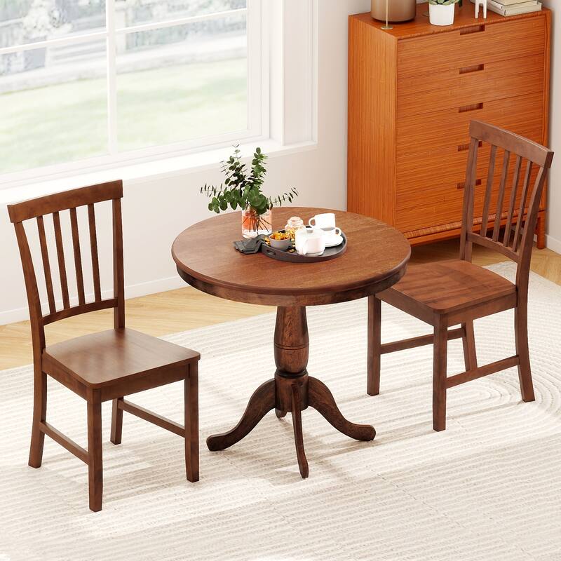 Gymax 3-Piece Dining Kitchen Table Dining Set Mid-Century Round
