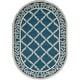 preview thumbnail 65 of 105, SAFAVIEH Handmade Chelsea Kimber Trellis French Country Wool Rug 4'6" x 6'6" Oval - Navy/Creme - Oval