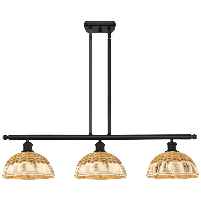 Innovations Lighting Endless Possibilities Ballston - Bristol Natural II - 3 Light 36" Stem Hung Island Light with 9" Shades - Matte Black