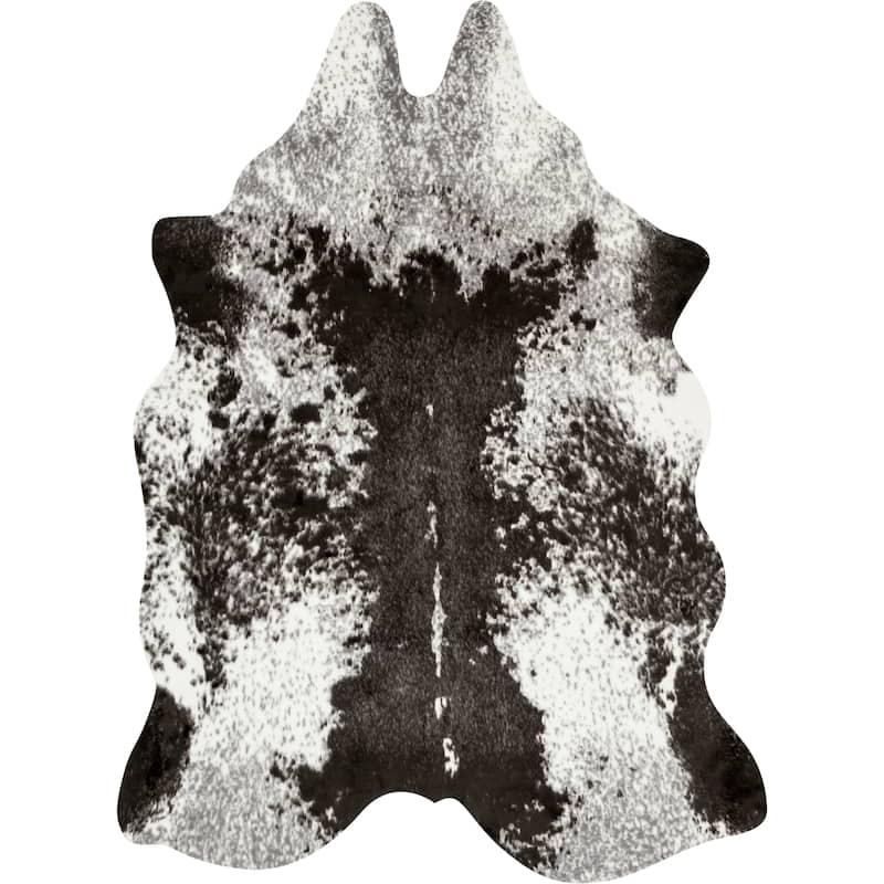 Alexander Home Charcoal Faux Cowhide Area Rug