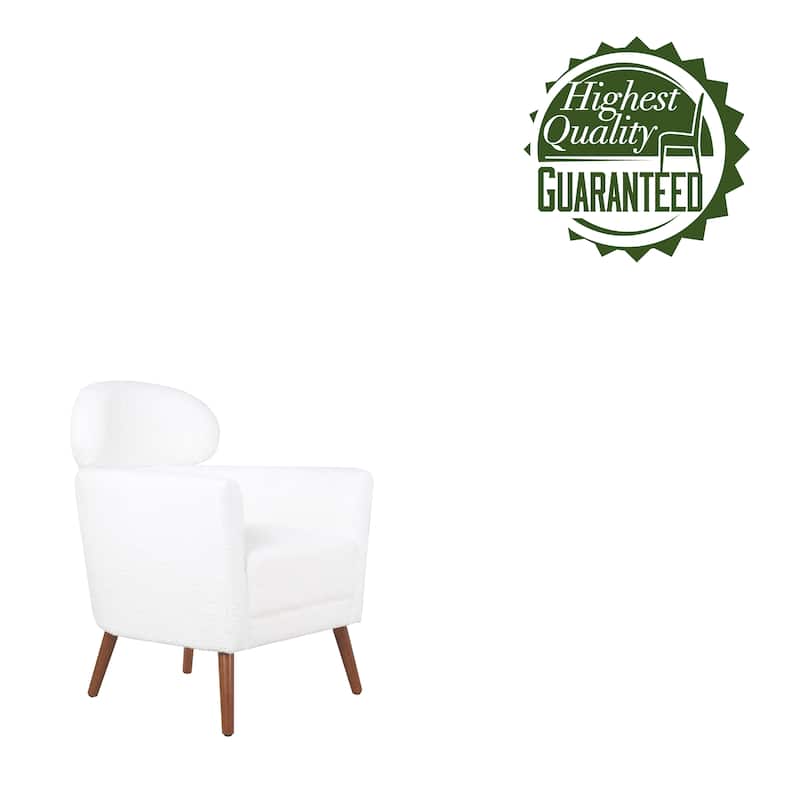 Porthos Home Rhys Sherpa Fabric Accent Barrel Chair with Rubberwood Legs