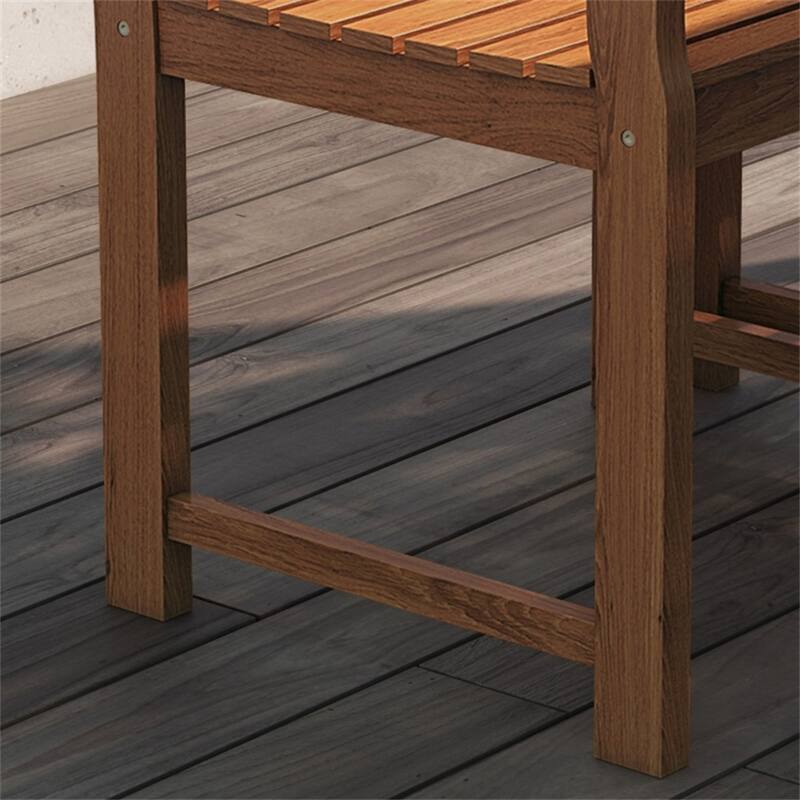 5-Piece Teak Poplar Wood Outdoor Dining Set with Slatted Chairs for Patio Seating - 22.75" W x 23.25" D x 35.75" H