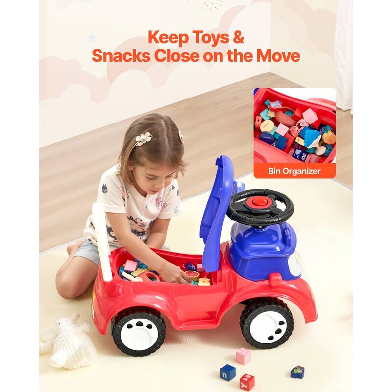 Kids Ride-On Toy with Music and Storage, 55 lbs Capacity - 24.4 x 10.8 x 15.6 in