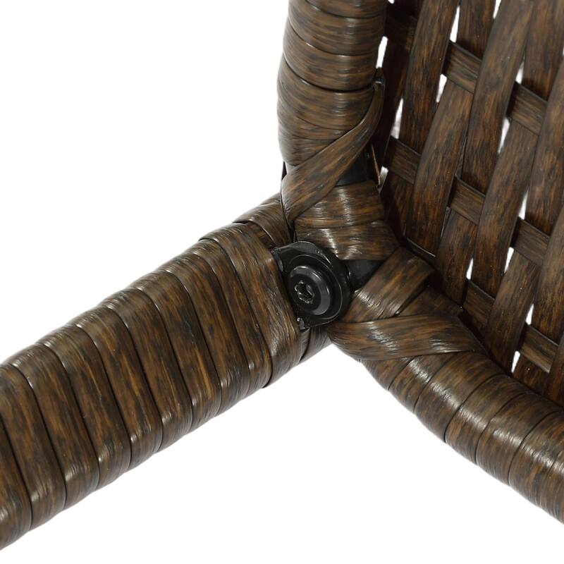 Wicker Rattan Side Table With Built-in Glass - 19.68'' H X 19.68'' D X 19.68'' W