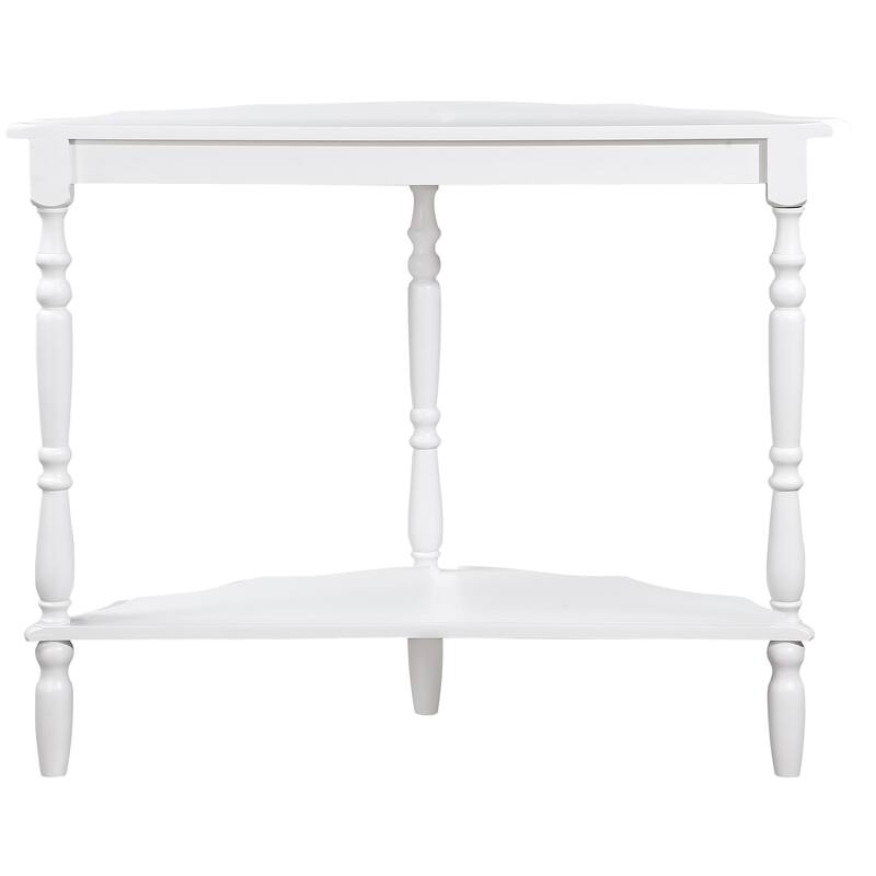 42" Retro Circular Curved Half-Moon Console Table with Open Shelf